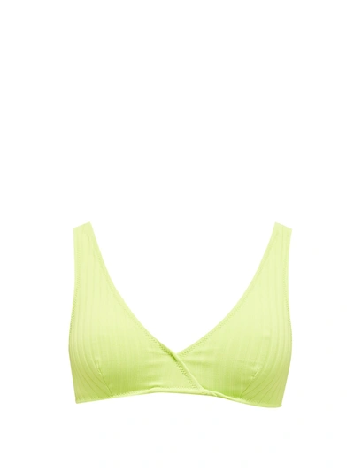 Solid & Striped The Beverly Ribbed Bikini Top In Chartreuse Rib