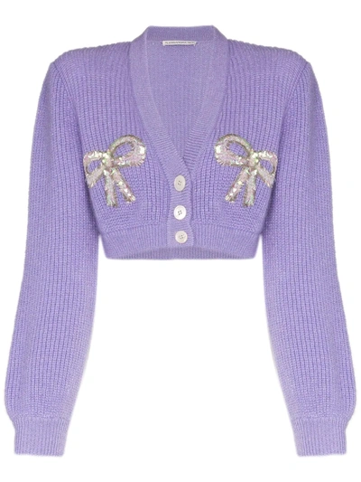 Alessandra Rich Sequin-embellished Mohair-blend Cardigan In Purple
