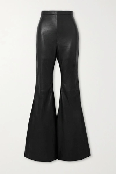 Balmain Leather Flared Trousers In Black