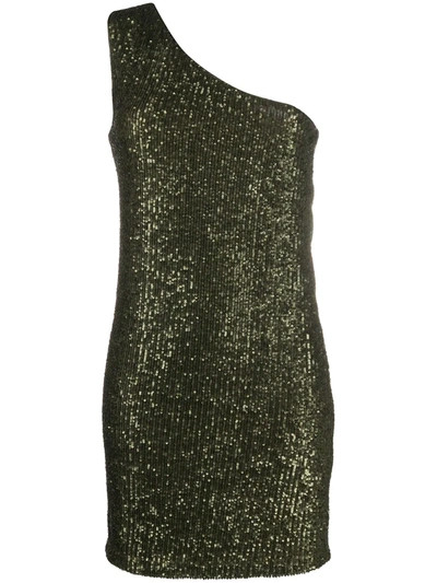 Liu •jo Sequin One Shoulder Dress In Green