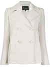 Emporio Armani Fitted Double Breasted Jacket In White