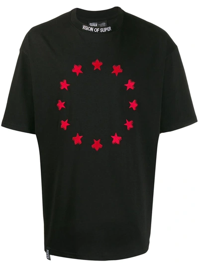 Vision Of Super Star Circle Print T-shirt In Black