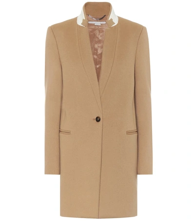 Stella Mccartney Bryce Band-collar Wool Coat In Beige