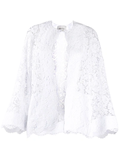 Valentino Fluted-sleeve Guipure-lace Jacket In White