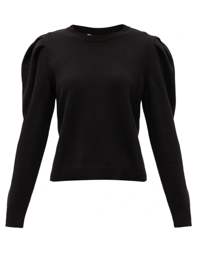 Valentino Puff-sleeve Cashmere Sweater In Black