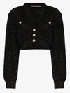 Alessandra Rich Crystal-embellished Cropped Cardigan In Black