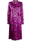 Alessandra Rich Crystal-buckle Leopard-print Silk Midi Dress In Fuchsia,black