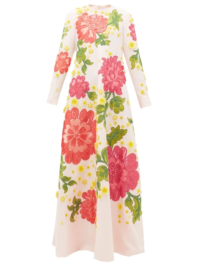 Andrew Gn Floral Applique Dress In Pink Multi