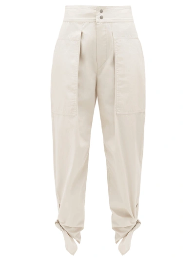 Isabel Marant Gaviao Tie-cuff Cotton Trousers In Chalk