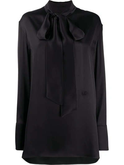 Jil Sander Friday P.m. Pussy-bow Silk Shirt In Black