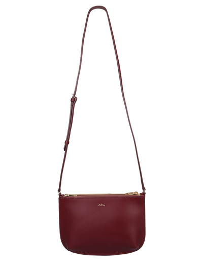 Apc Sarah Burgundy Leather Shoulder Bag