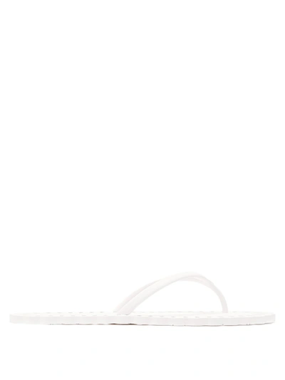 Carlotha Ray Laser-cut Patterned Scented-rubber Flip Flops In Blanc Barbotine