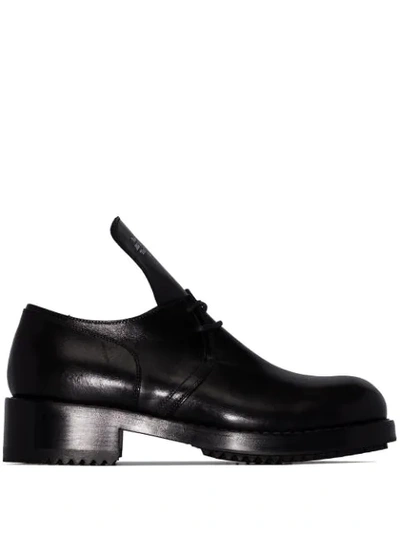 Raf Simons Exaggerated-tongue Leather Derby Shoes In Black