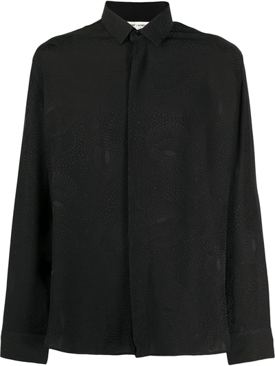 Saint Laurent Art Deco Spiral Silk Shirt In Black