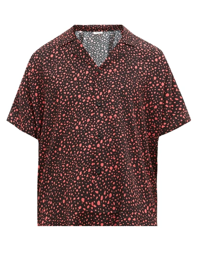 Saint Laurent Animal-print Cuban-collar Fluid-poplin Shirt In Red