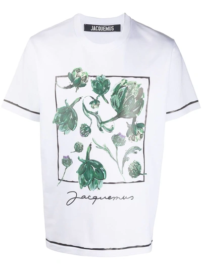 Jacquemus Mala Artichoke-print Cotton-jersey T-shirt In White,green