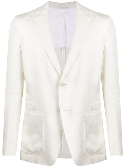 Brett Johnson Textured Front Slit Blazer Jacket In White