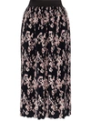 Rabanne Floral-print Plissé-satin Midi Skirt In Black