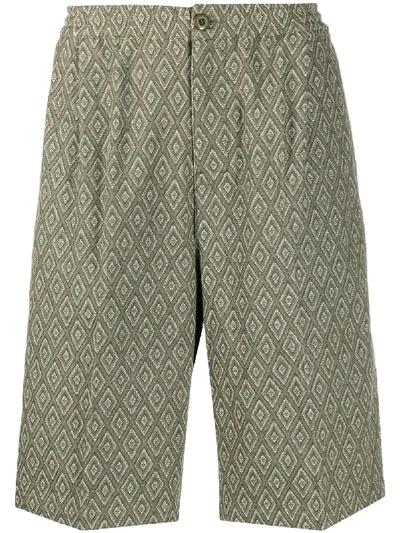 Stussy Bryan Diamond-print Twill Shorts In Green