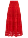 Melissa Odabash Alessia Broderie Anglaise Cottton-jersey Maxi Skirt In Red