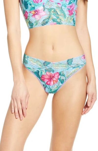 Hanky Panky Moonflower Original-rise Lace Thong In Blue Multi