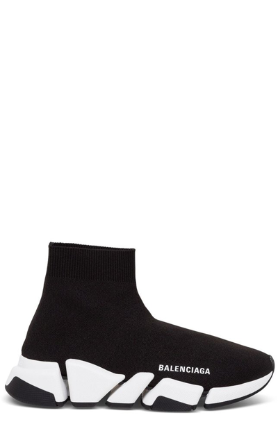 Balenciaga 30mm Speed 2.0 Lt Knit Sneakers In Black White Black