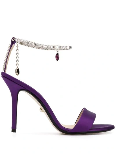 Alevì 90mm Aurora Satin & Crystal Sandals In Purple