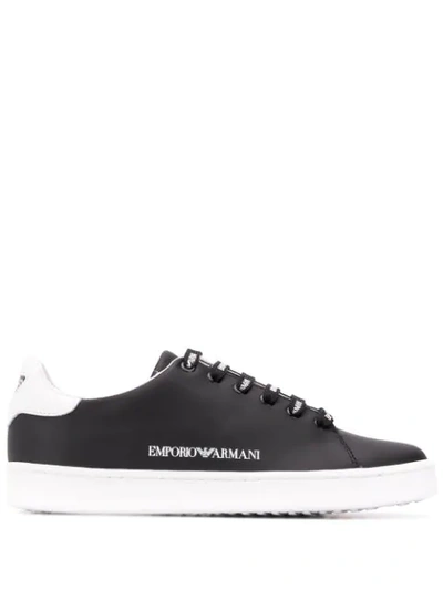 Emporio Armani Two Tone Low Top Sneakers In Black