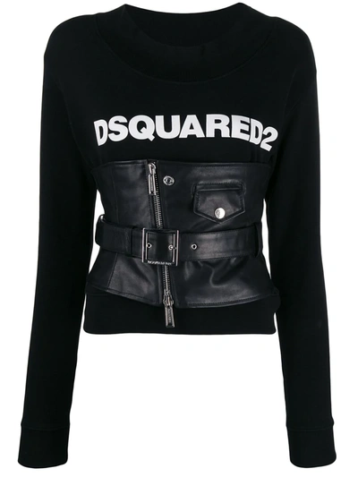 Dsquared2 Corseted Logo Sweatshirt In Black