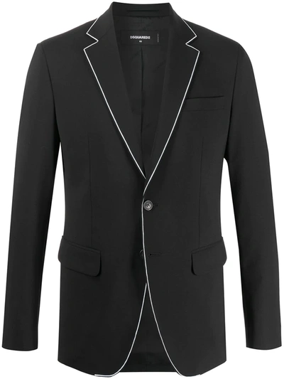 Dsquared2 Contrast-trim Single-breasted Blazer In Black
