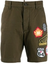 Dsquared2 Patch Cargo Shorts In Green