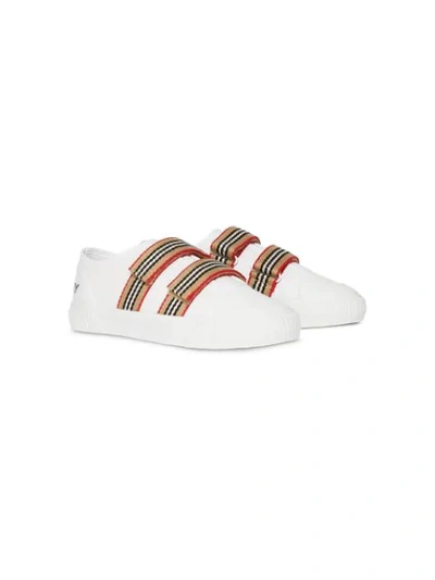 Burberry Kids' Icon Stripe Detail Trainers In White