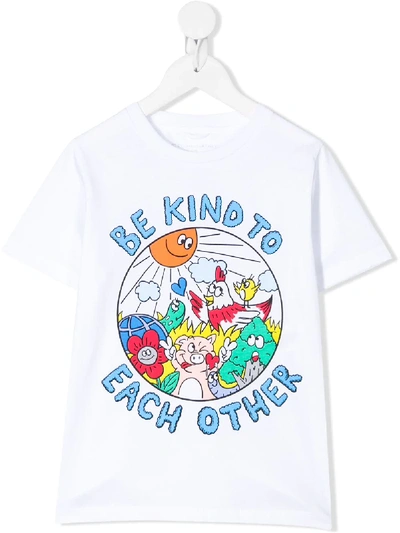 Stella Mccartney Kids' Be Kind To Each Other Print T-shirt In White