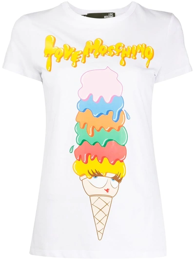 Love Moschino Ice Cream Print T-shirt In White