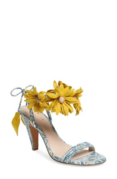 Cecelia New York Flower Ankle Wrap Sandal In Blue