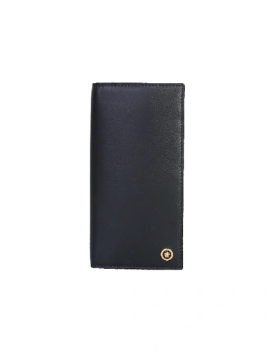 Versace Vertical Logo Wallet In Nero