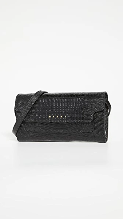 Marni Bellows Wallet In Black Saffiano Leather
