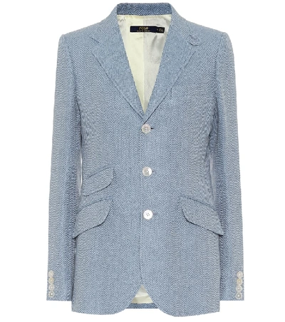 Polo Ralph Lauren Linen And Silk Herringbone Blazer In Blue