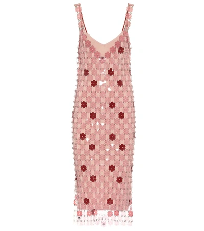 Paco Rabanne Floral Paillette-embellished Dress In Pink