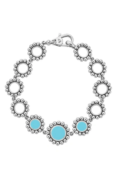 Lagos Sterling Silver Maya Ceramic Station Bracelet In Silver/ Blue