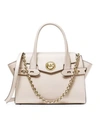 Michael Michael Kors Carmen Medium Belted Leather Satchel In Light Sand/gold
