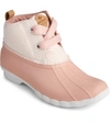 Sperry Saltwater 2-eye Seersucker Boot Women's Shoes In Coral/white