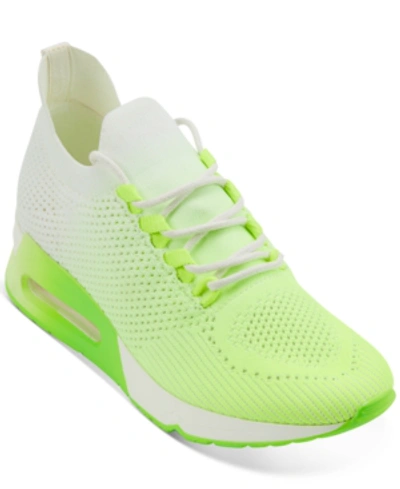 Dkny Ahsly Sneakers In White And Acid Green