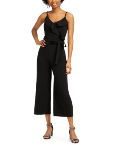 Almost Famous Ruffled Faux-wrap Jumpsuit In Black