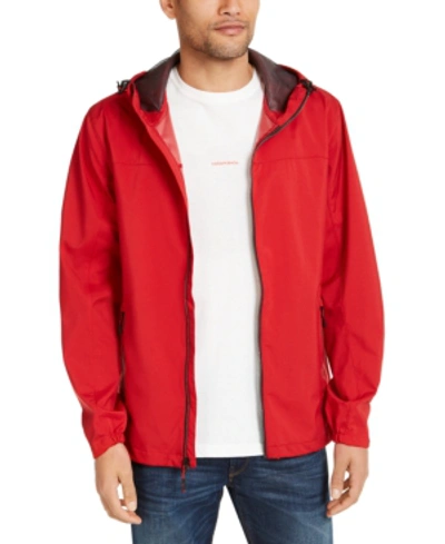 Hawke & Co. Men's All-season Lightweight Stretch Hooded Rain Jacket In Chilli Pepper