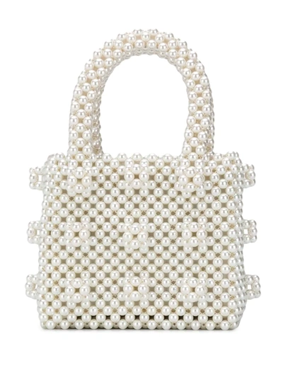 Shrimps Antonia Faux Pearl Beaded Handbag In White