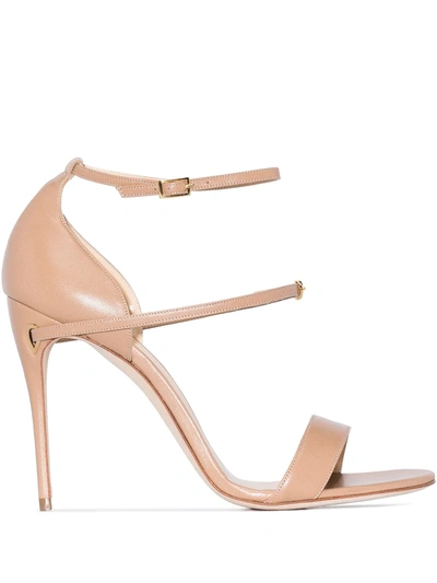 Jennifer Chamandi Neutral Rolando 105 Leather Sandals In Pale Pink