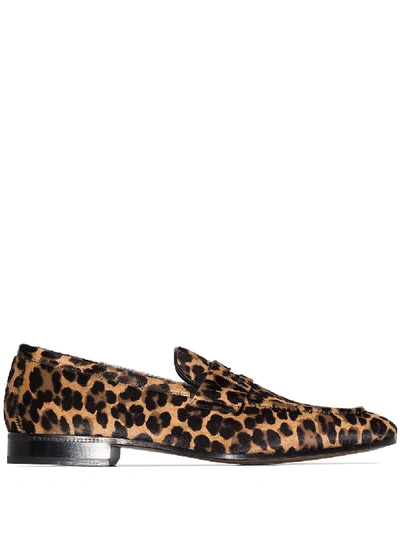 Tom Ford Midlands Leopard Print Loafers In Brown