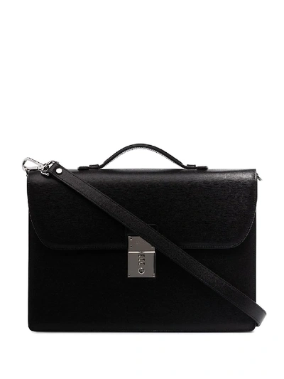 Canali Black Leather Briefcase