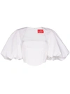 Solace London Pia Puff Sleeve Cropped Top In White